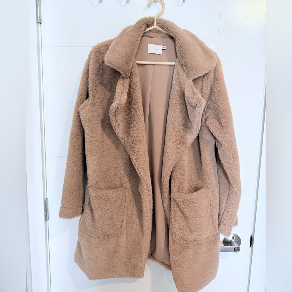 Boutique brand LUSH - camel brown tan coat - size M